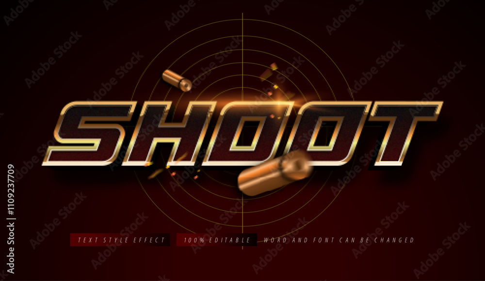Shoot red gold text style effect editable