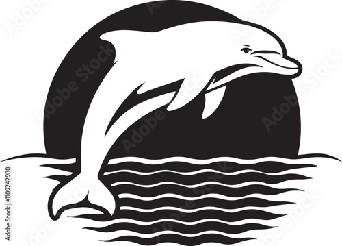 vector illustration of a white silhouette, dolphin, fish, vector, sea, animal, illustration, water, shark, ocean, cartoon