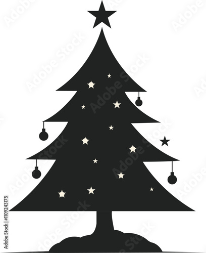 Minimal Christmas Tree Vector Silhouette Design