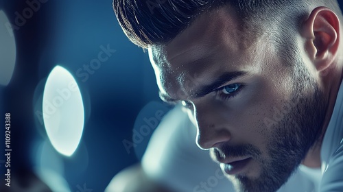 A man doing a HIIT workout, a high-intensity interval training session.[men’s]:[fitness] : HIIT, fitness, cardio, interval training, intense workout  photo