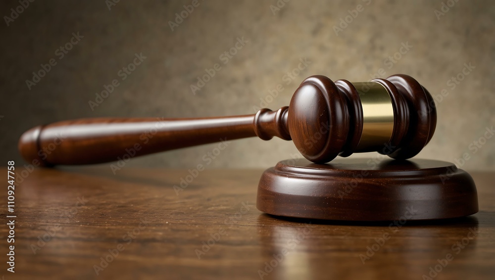 Fototapeta premium Wooden gavel on a table.