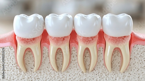 Gum Disease Stages 3D Dental Model Showing Tooth Bone Loss photo