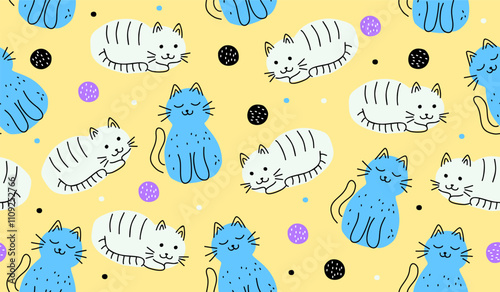 Cute cats pattern background vector design