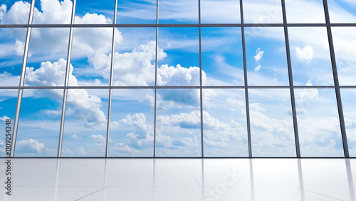 Sky outside big window. Air...