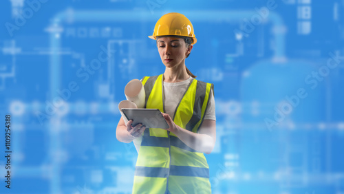 Woman engineer architect. G...