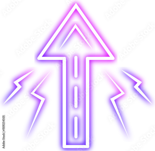 Neon arrows. Lighting with bright design signs, glowing vintage arrow lights isolated vector white background