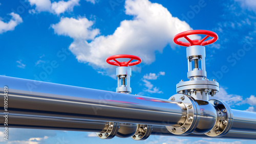 Oil pipeline. Steel pipes w...
