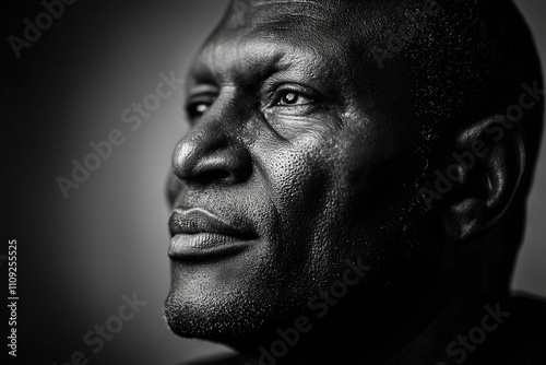 Portrait of an expressive man with deep features and thoughtful gaze