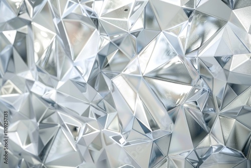 Crystal mirror decoration with abstract glass background and polygonal surface.