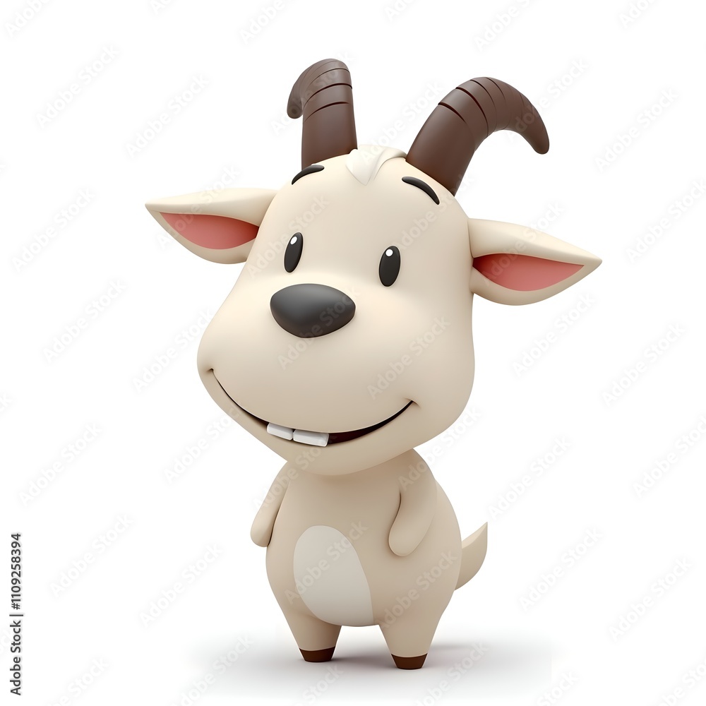 Happy Goat with Horns
