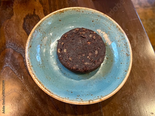 Traditional English breakfast sausage black pudding 