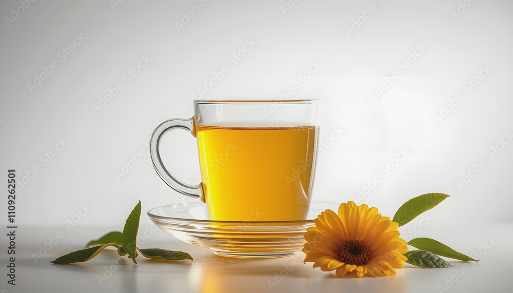 Yellow tea with a white accent, png Yellow tea with a white accent, png