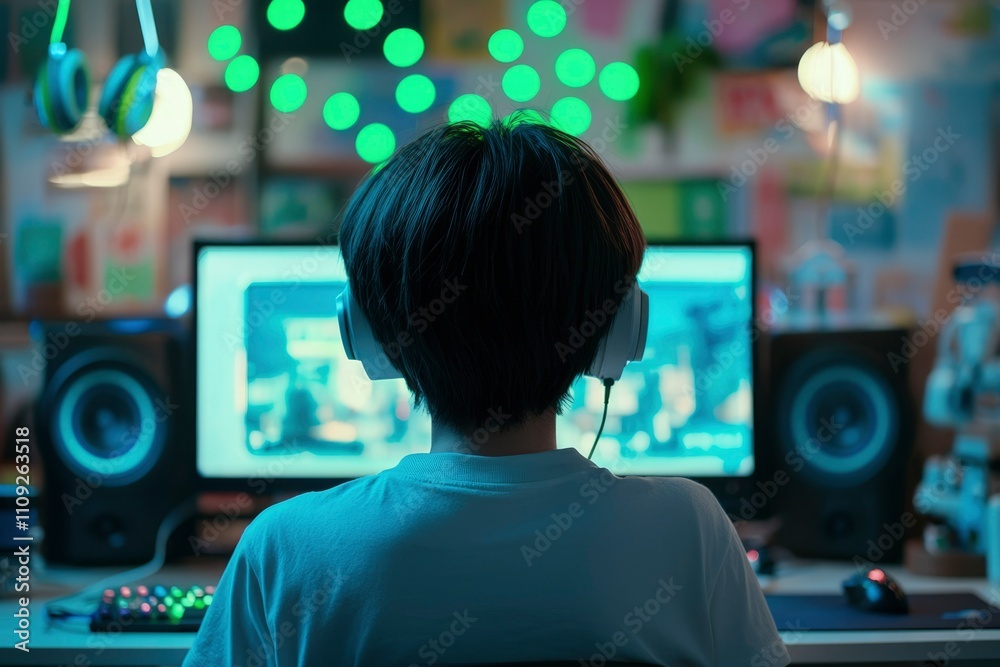 Young Gamer Playing Video Games In Their Room Young Gamer Playing Video Games In Their Room