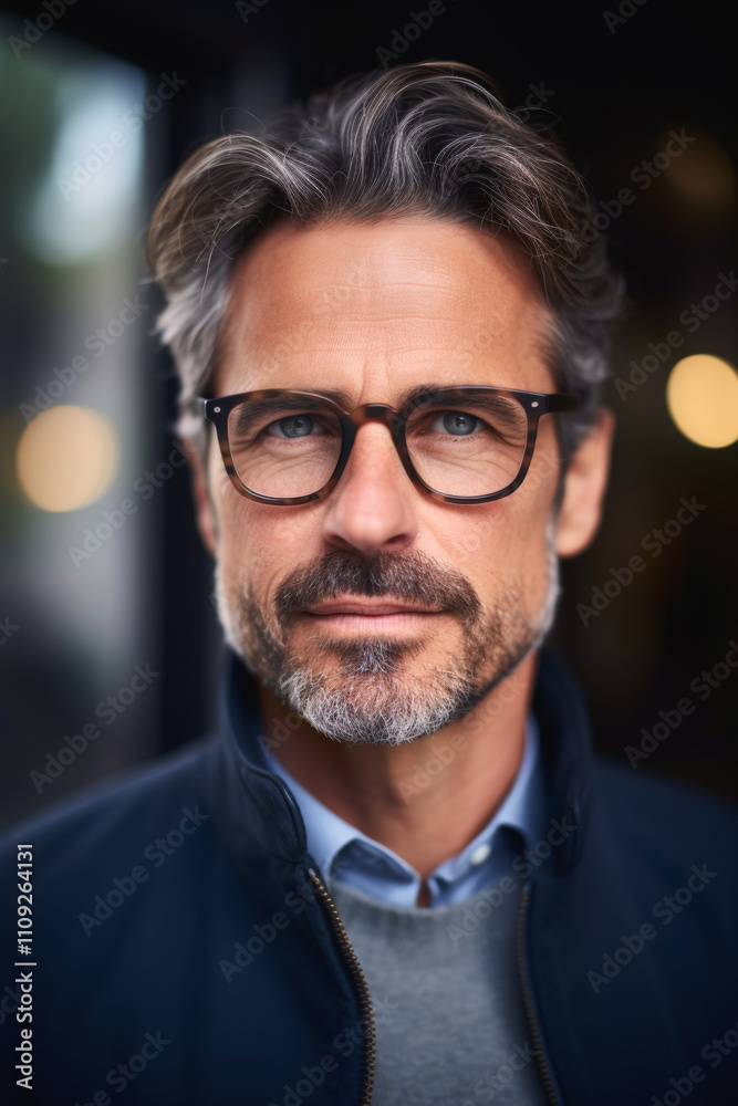 Fototapeta premium Pleasant young man with glasses Generative AI