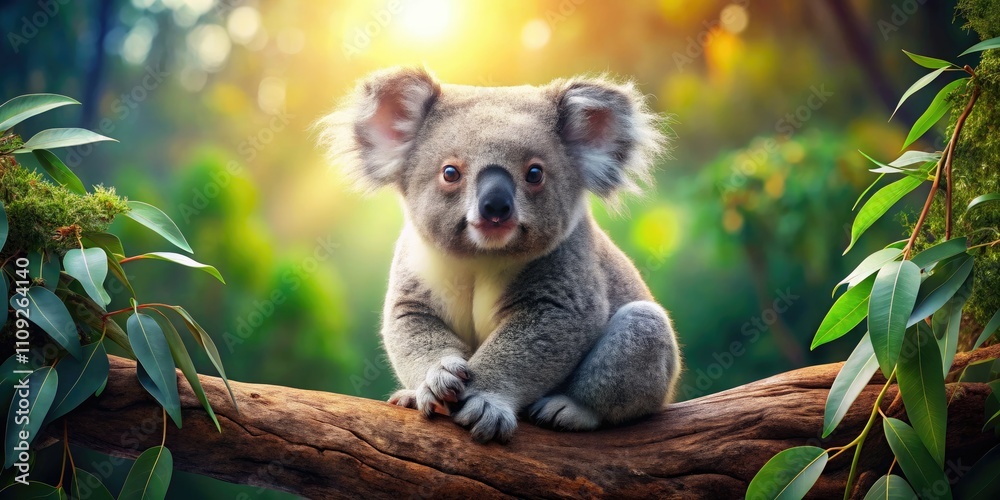 Fototapeta premium Adorable Koala Bear AI Art, AI Generated Koala Image, Cute Koala Photo, Digital Koala Illustration, Free Koala Wallpaper