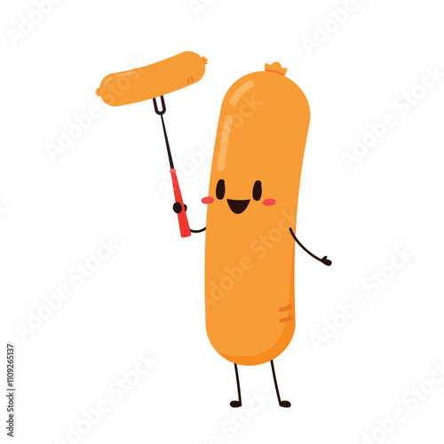 Sausage character design. Sausage on white background.