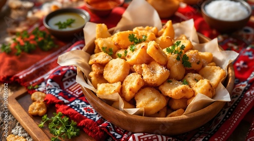 Boorsok Chips Fried Dough Snack Lightly Salted for a Crisp Bite (Kazakhstan Cuisine) photo