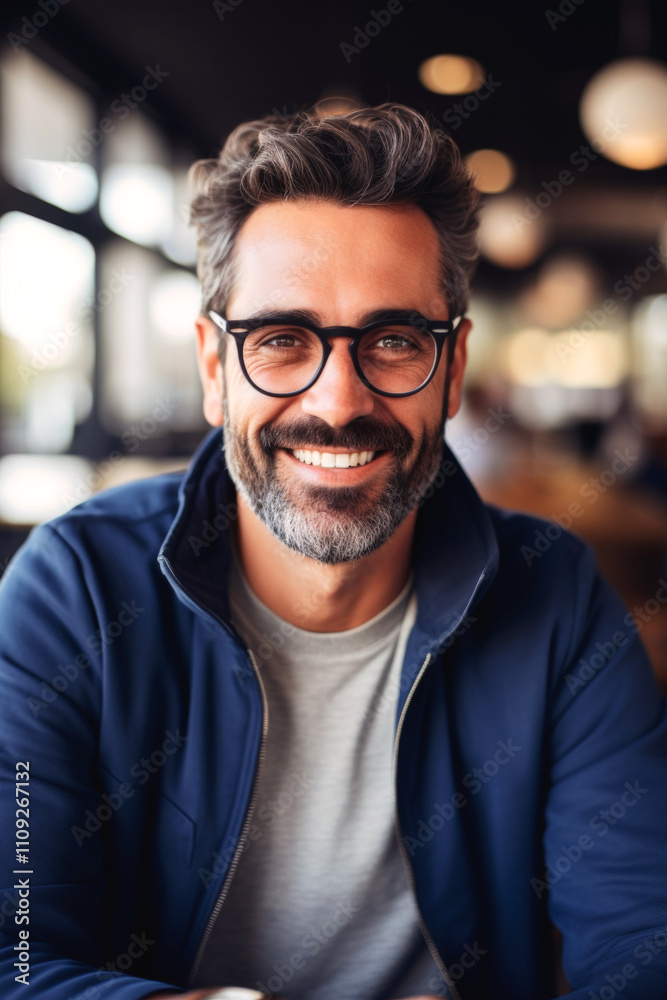 Obraz premium Pleasant young man with glasses Generative AI