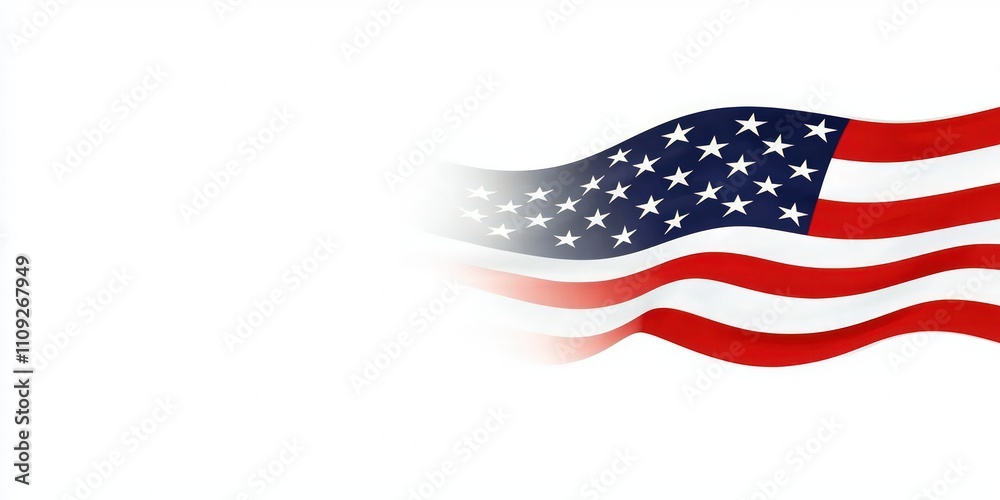 A crisp image of an American flag on a plain white background, with clean edges and bright colors for emphasis.