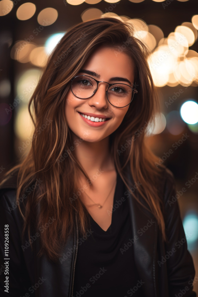 Obraz premium Confident young woman with glasses portrait Generative AI