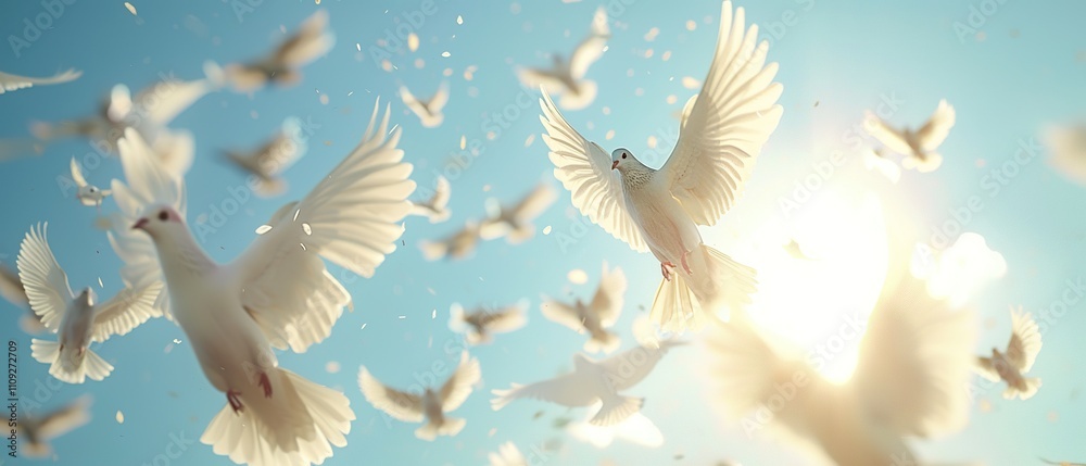 Majestic White Doves in Flight: A Symbol of Peace and Spirituality Majestic White Doves in Flight: A Symbol of Peace and Spirituality