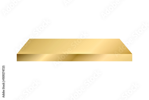 Gold rectangle pedestal podium design isolated on transparent background. Product stand. Empty space, Podium for product display, Presentation. PNG, Cut out 
