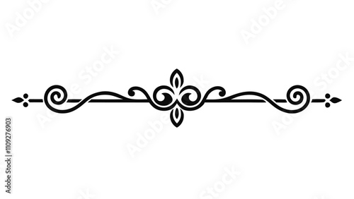 Decorative Divider Line Symmetric Ornamental Border Floral Motif Abstract Flourish Filigree Elements