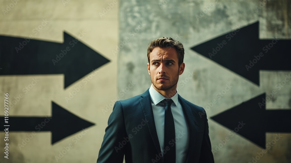 Young entrepreneur at a crossroads. Young entrepreneur at a crossroads.