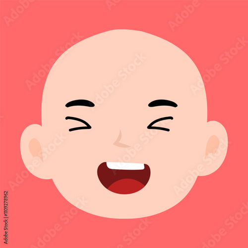 variant face expression human. bald man with many expressions cartoon character
