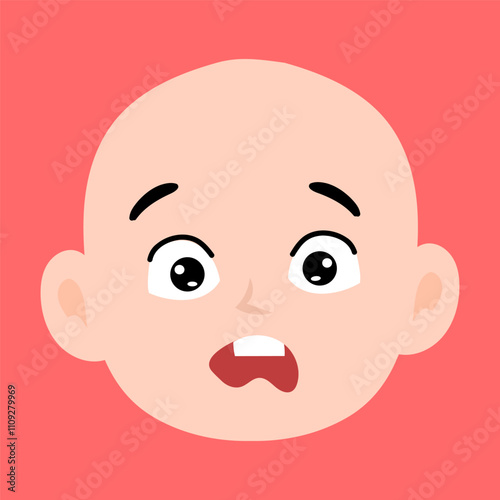 variant face expression human. bald man with many expressions cartoon character