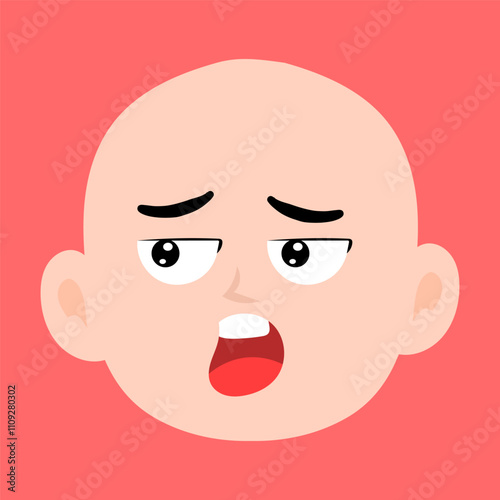 variant face expression human. bald man with many expressions cartoon character
