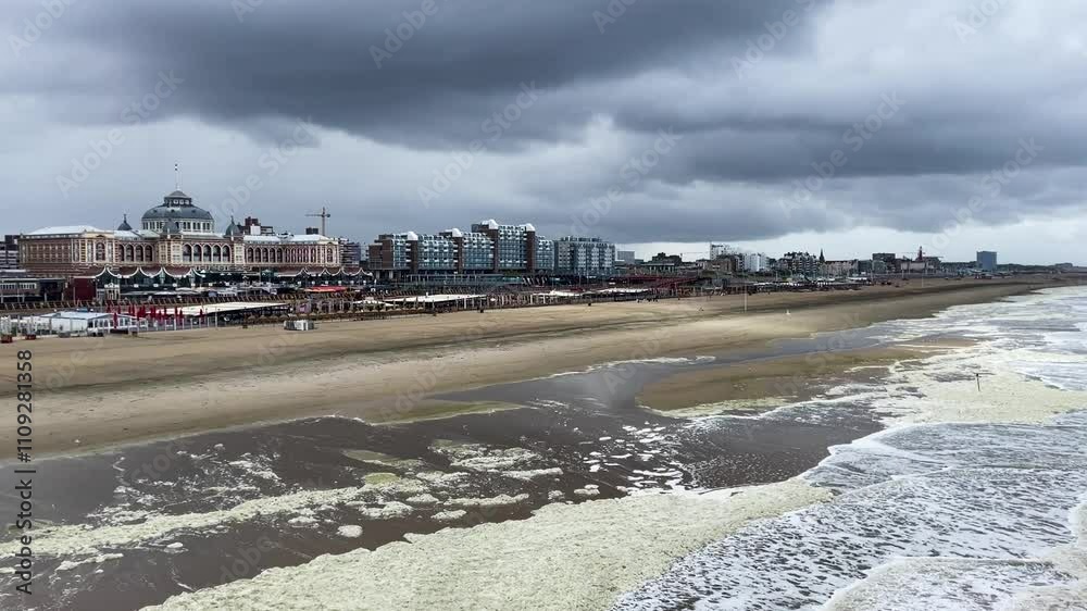 North sea and Scheveningen beach details, The Hague Netherlands