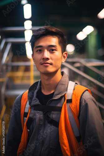 Asian man at the factory Generative AI