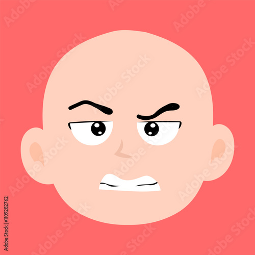 variant face expression human. bald man with many expressions cartoon character