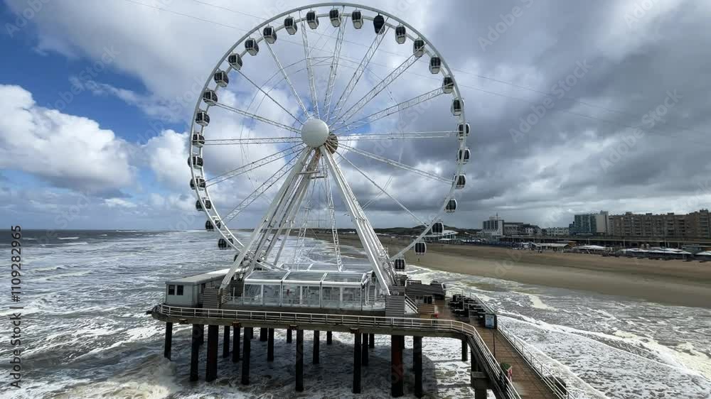 North sea and Scheveningen beach details, The Hague Netherlands