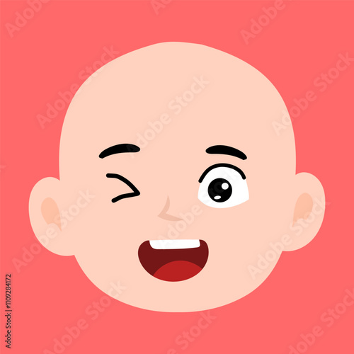 variant face expression human. bald man with many expressions cartoon character