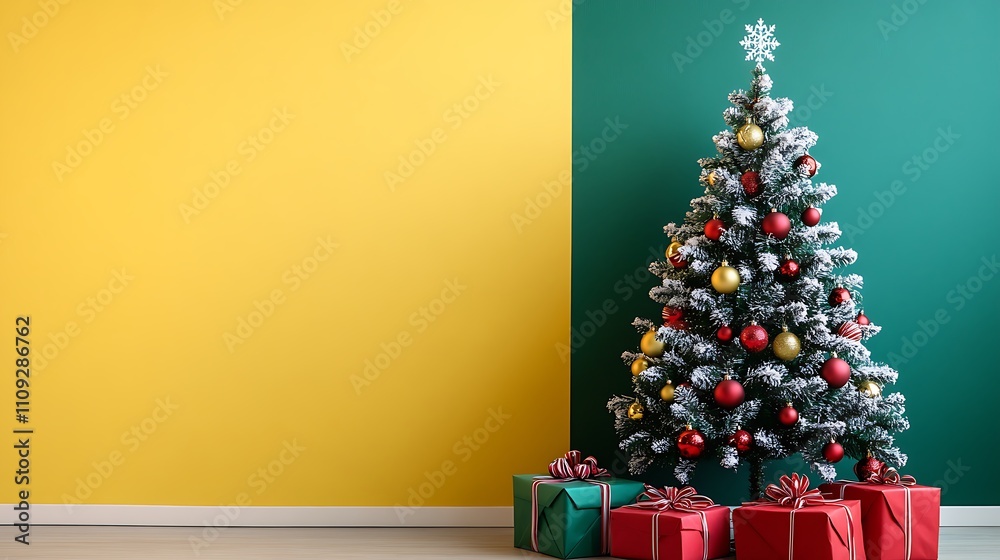 Christmas tree and gift box pattern with festive colors Christmas tree and gift box pattern with festive colors