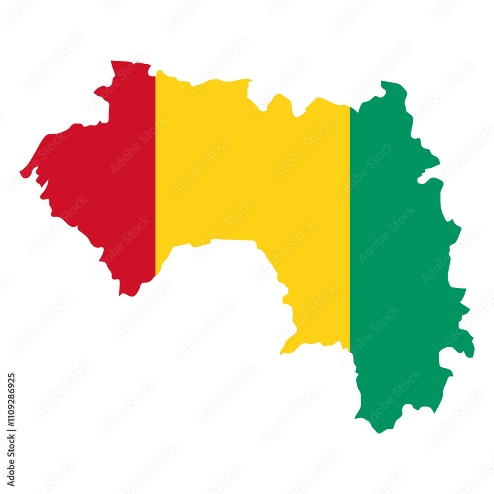 Fototapeta premium Guinea outline of map on background of national flag