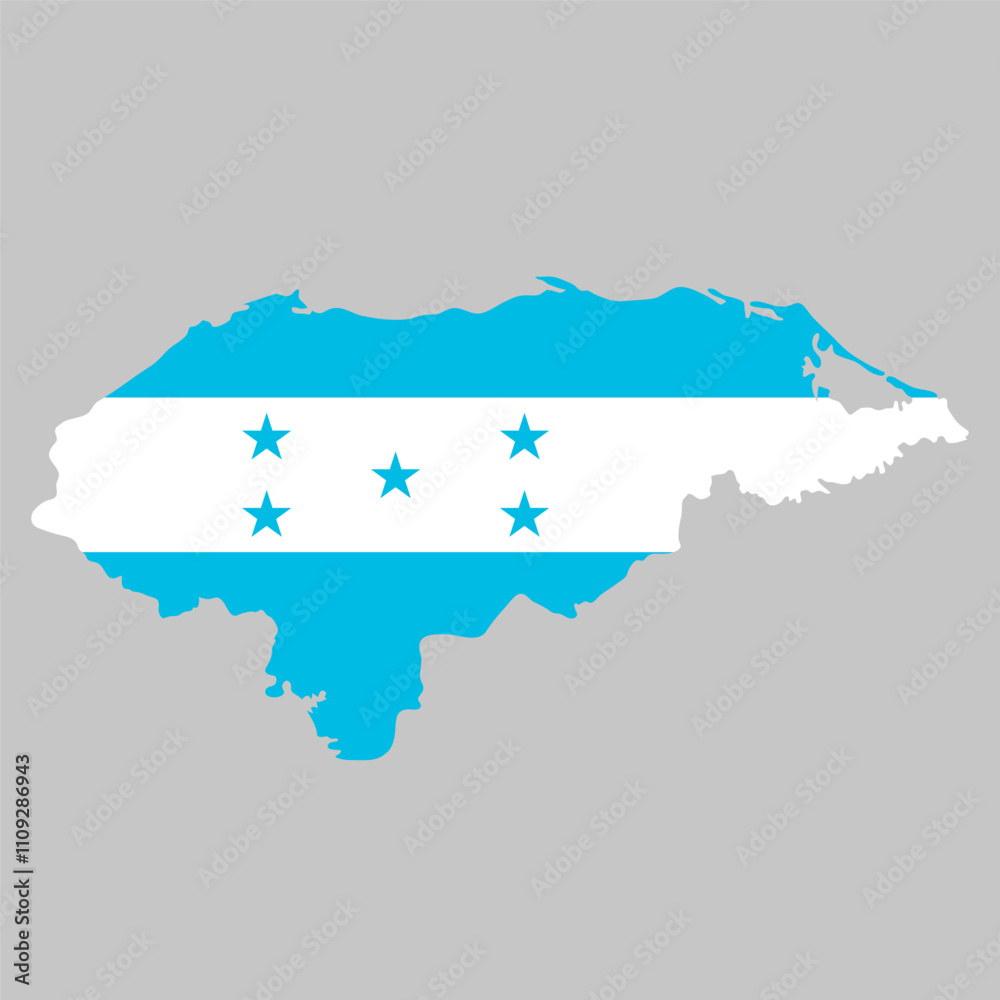 Fototapeta premium Honduras outline of map on background of national flag