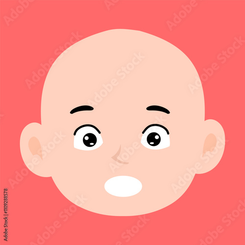 variant face expression human. bald man with many expressions cartoon character