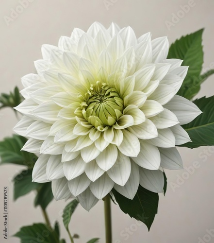 Wallpaper Mural White and green dahlia blossom with unique striped leaves, colorful, textured, horticulture, flora Torontodigital.ca