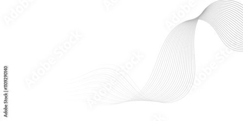 Gray wave curve lines abstract background with flowing particles. Digital energy waves technology concept. Modern backdrop design for business, presentation, banner.