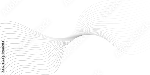 Gray wave curve lines abstract background with flowing particles. Digital energy waves technology concept. Modern backdrop design for business, presentation, banner.