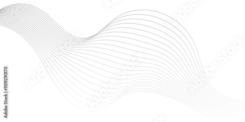 Gray wave curve lines abstract background with flowing particles. Digital energy waves technology concept. Modern backdrop design for business, presentation, banner.