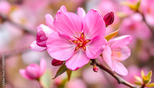 pink blossom flower on spring with a white accent, png