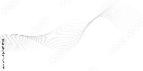 Gray wave curve lines abstract background with flowing particles. Digital energy waves technology concept. Modern backdrop design for business, presentation, banner.