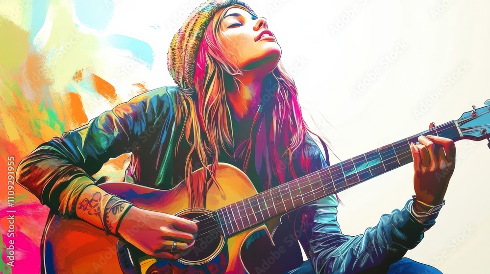 Obraz premium Guitar-strumming hipster.