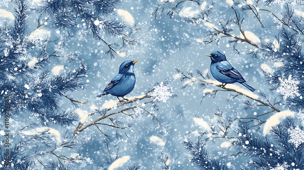 Fototapeta premium Patterns of winter landscapes and festive accents