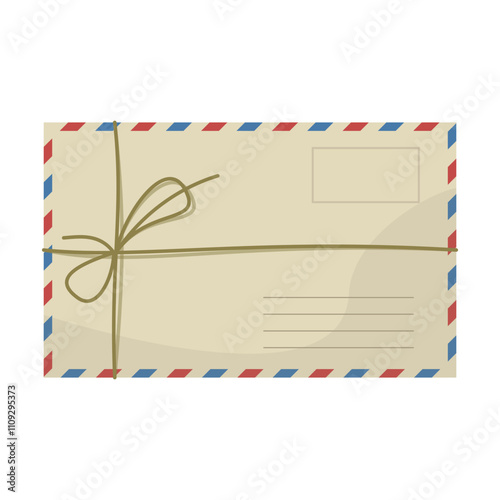 Vintage envelope postcard illustration with letter inside