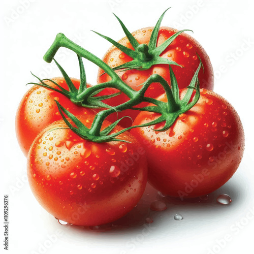 Fresh Vine Tomatoes with Water Droplets.